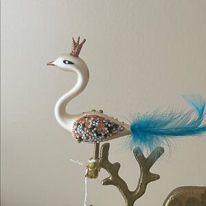 Pinnacle peak imported hand painted clip bird ornament w/bead accents NWT